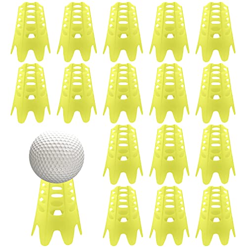 LUTER 16 Stück Golf-Tees, Kunststoff-Golf-Simulator-Tees Übungs-Trainings-Golfmatten-Tees für Zuhause draußen Golfliebhaber Athleten (Gelb) von LUTER