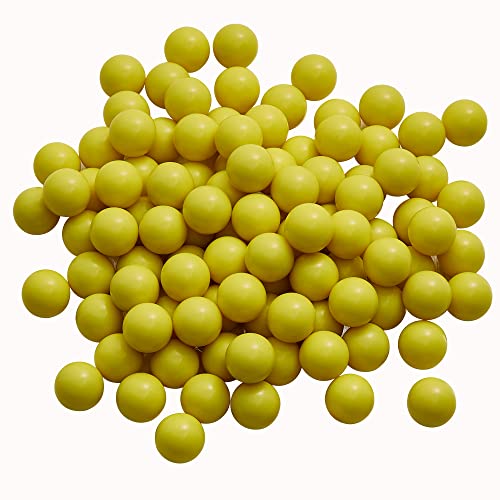 LAMBID 100 x 0,50 Kaliber Paintballs wiederverwendbar für Training und Selbstverteidigung, 0,50 Kaliber solide nahtlose harte Nylonbälle Munition Gotcha zum Schießen (1,5 Gramm gelb) von Lambid