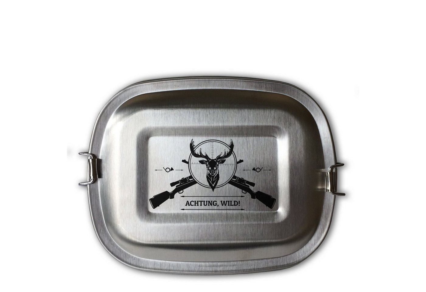 Lasernauten Lunchbox Lunchbox Edelstahl Brotdose mit Gravur Jagd Jäger in 3 Größen und Set, kleine Dose (ca. 700ml), Mit Gravur von Lasernauten