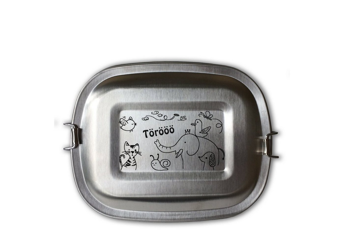 Lasernauten Lunchbox Lunchbox Edelstahl Brotdose mit Gravur Zoo Tiere Kinder lustiges Motiv, Kleine Dose (ca. 700ml) von Lasernauten