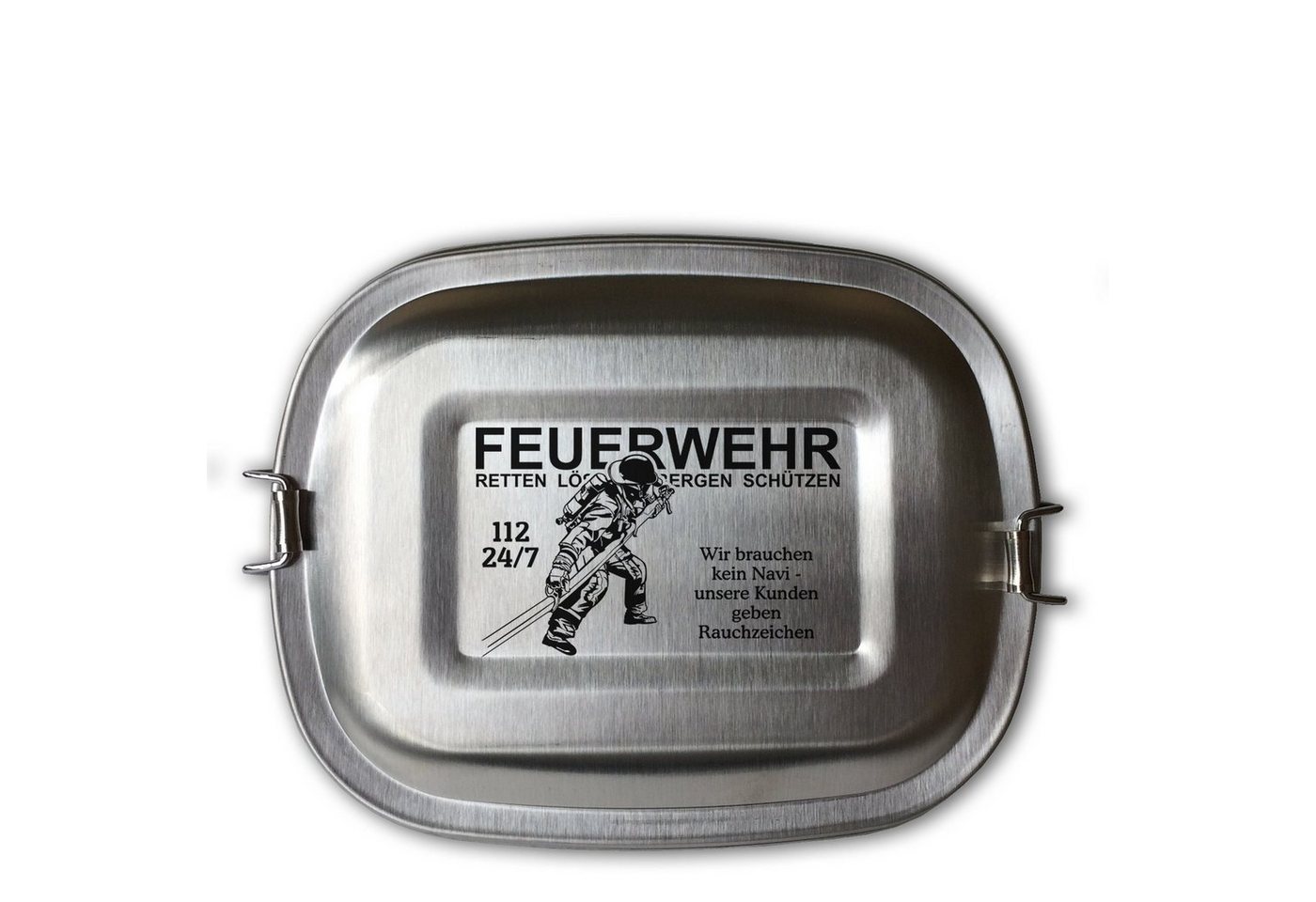 Lasernauten Lunchbox Lunchbox Edelstahl Feuerwehrmann Kinder und Erwachsene versch. Motive, Kleine Dose (ca. 700ml), Gravur Made in Germany von Lasernauten