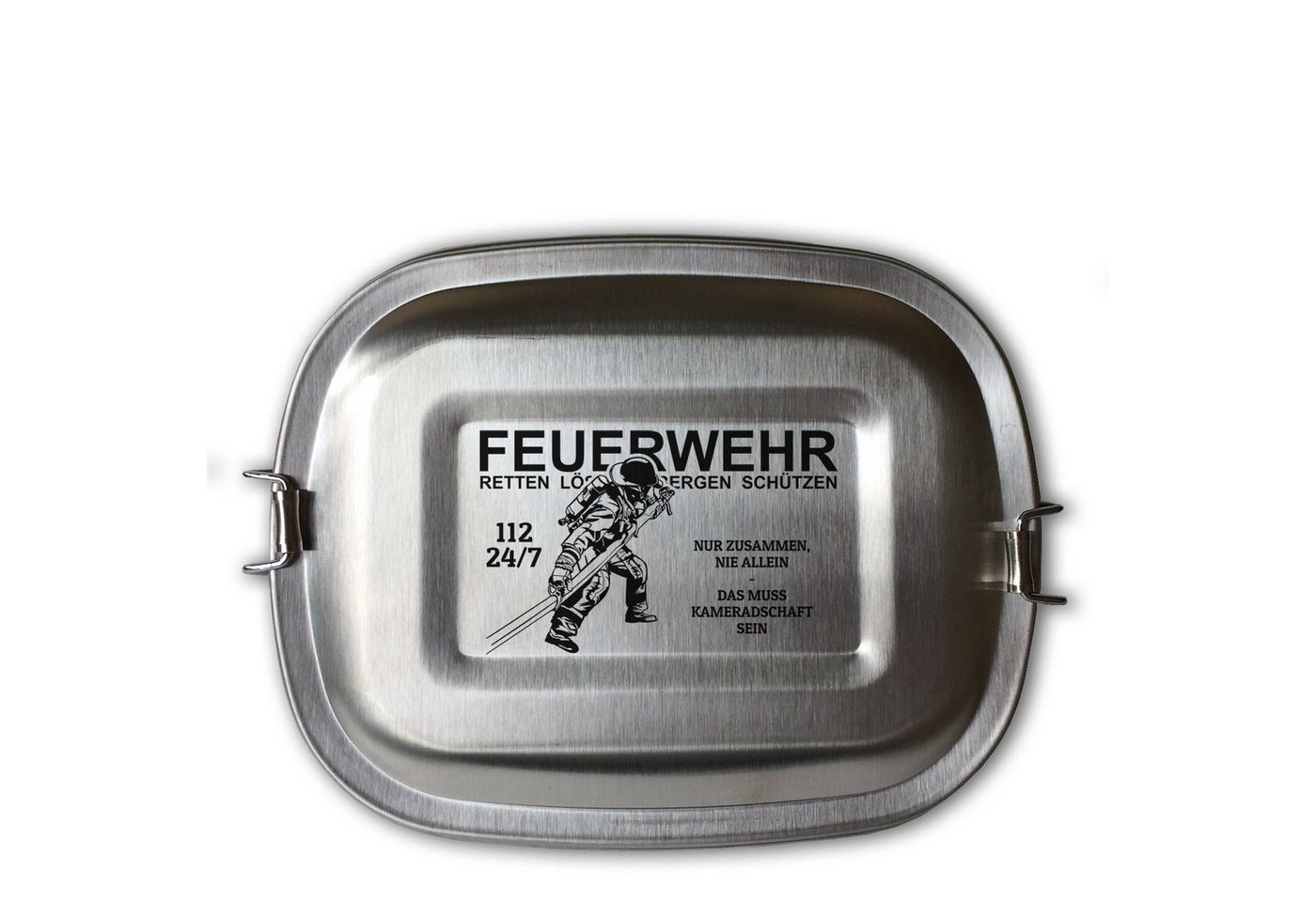 Lasernauten Lunchbox Lunchbox Edelstahl Feuerwehrmann Kinder und Erwachsene versch. Motive, Mittlere Dose (ca. 800ml), Gravur Made in Germany von Lasernauten
