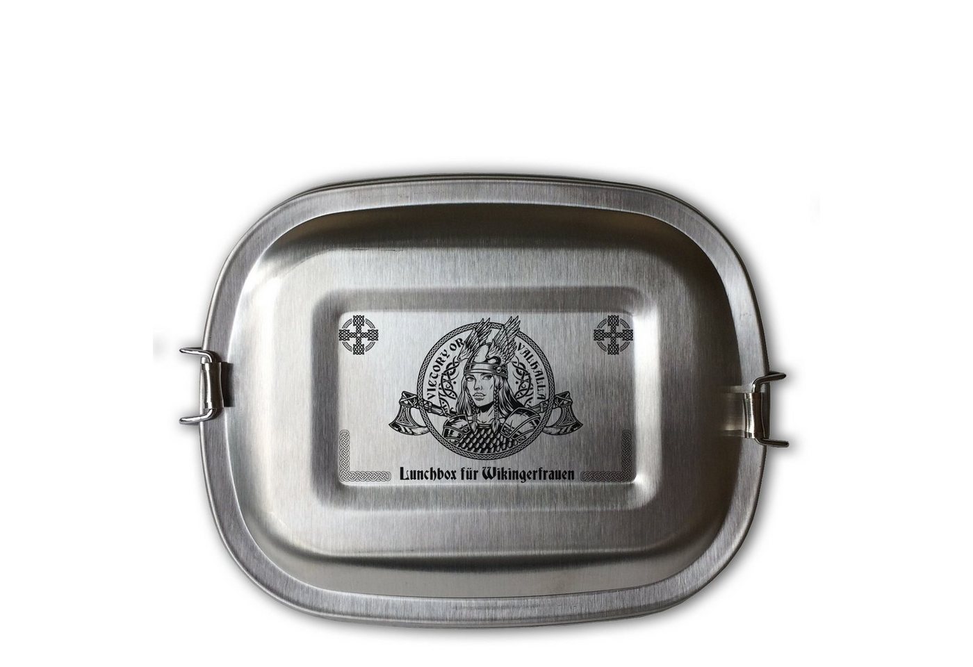 Lasernauten Lunchbox Lunchbox Edelstahl mit Gravur Wikingerfrau Schildmaid Viking Walhalla, Große Dose (ca. 1000ml) von Lasernauten