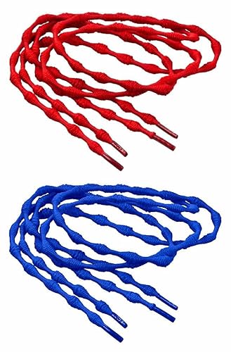 Laufstoff XLOC elastische Schnürsenkel Schnürsystem für Schuhe - Jeder Schuh Wird zum Slipper … (Doppelpack (2 Paar) Universalgröße (kürzbar), Rot & Blau) von Laufstoff