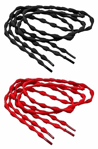 Laufstoff XLOC elastische Schnürsenkel Schnürsystem für Schuhe - Jeder Schuh Wird zum Slipper … (Doppelpack (2 Paar) Universalgröße (kürzbar), Schwarz & Rot) von Laufstoff