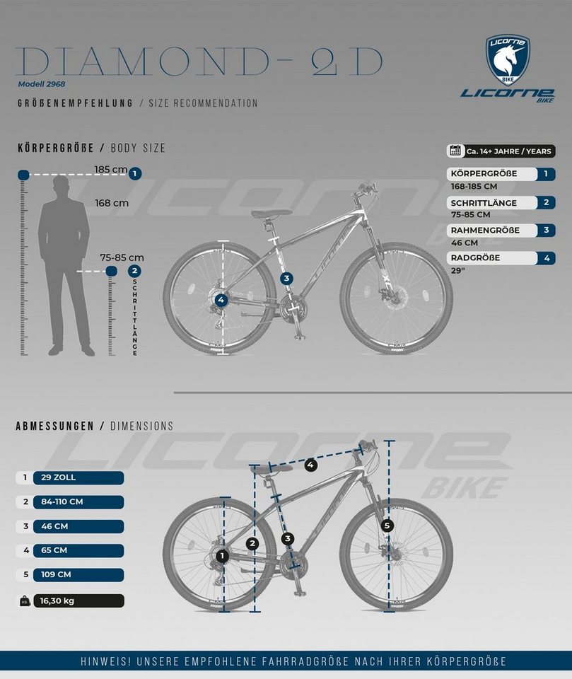Licorne Bike Mountainbike Licorne Bike Diamond Premium Mountainbike Aluminium, Fahrrad von Licorne Bike