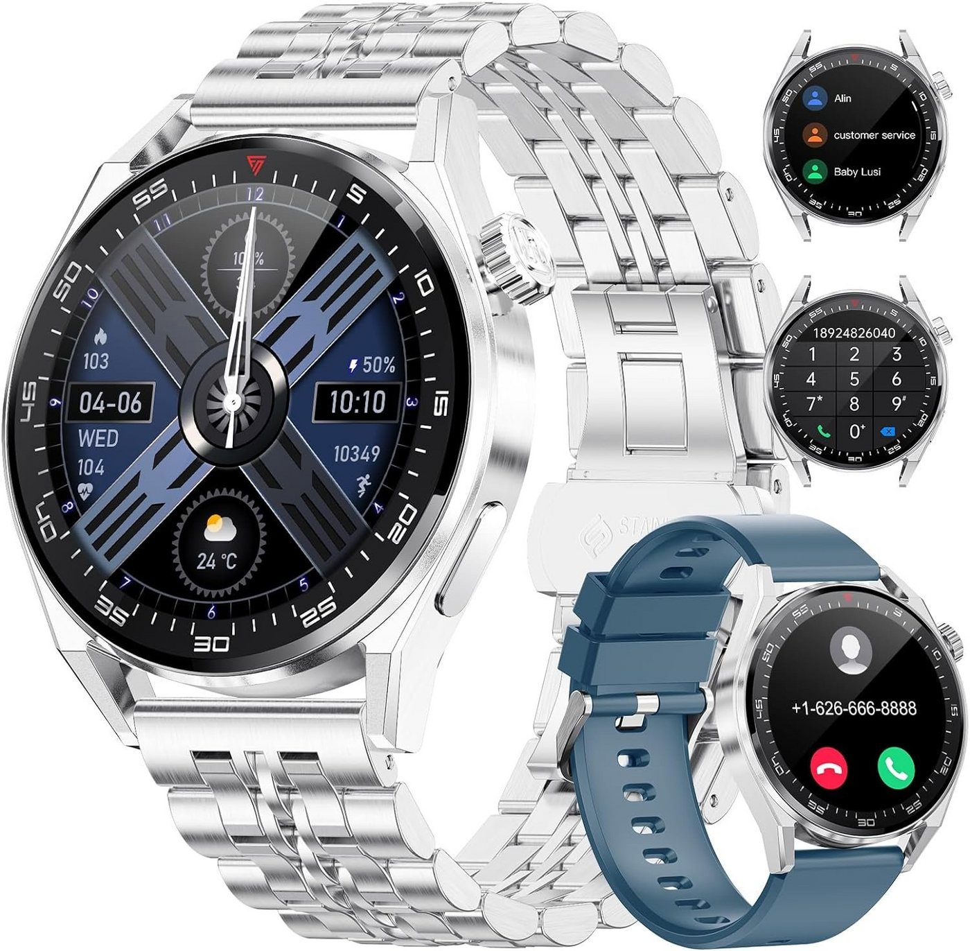 Lige Smartwatch Herren mit Telefonfunktion 1.39 HD Touchscreen Smartwatch (1.39 Zoll, Android/ iOS), Fitnessuhr Tracker, Schrittzähler, 360mAh Schlafmonitor, Smartwatch" von Lige
