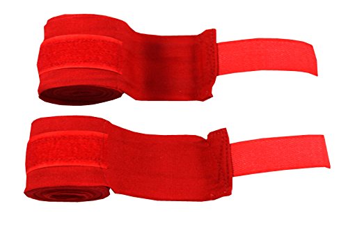Lisaro Boxbandagen bestem Klett und Daumenschlaufe. Bandagen Halb elastisch für MMA, Boxen, Kickboxen & Sparring! Handgelenkbandage schwarz, optimale Schweißaufnahme (rot) von Lisaro
