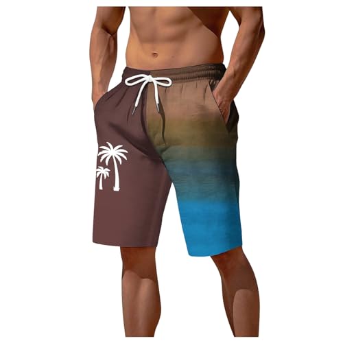 Kurze Sporthose Herren Schwimmshorts Freizeit Urlaub Badehosen Bermuda Lang Shorts Hosen Sweat Elasten Sexy Sweatshorts Hose Kleidung Men Braun XL von Lomelomme