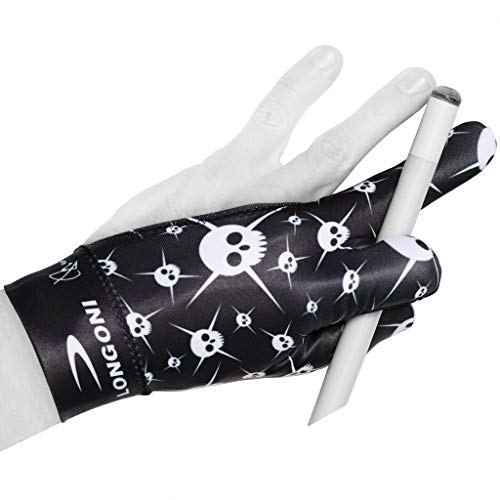 Longoni Billard-Queue-Handschuh Fancy Skull 4 für linke Hand von Longoni