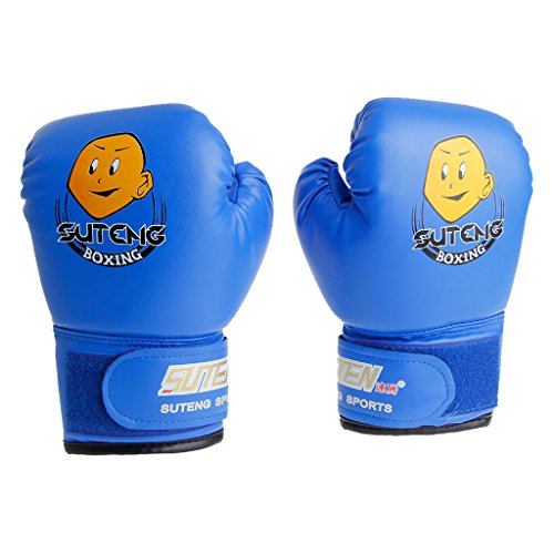 Longsw Kinder Cartoon Boxsack Sparring Boxhandschuhe Training Kampf Alter 3-12 Jahre (blau) von Longsw