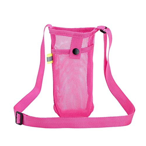 Luckywaqng Verstellbare Wasserflaschen-Rückentasche, Outdoor-Fitness-Sport, Wasserflaschen-Aufbewahrungstasche, Gitter-Körpergurt Überlebensrucksäcke Voller Ausrüstung (Hot Pink, One Size) von Luckywaqng