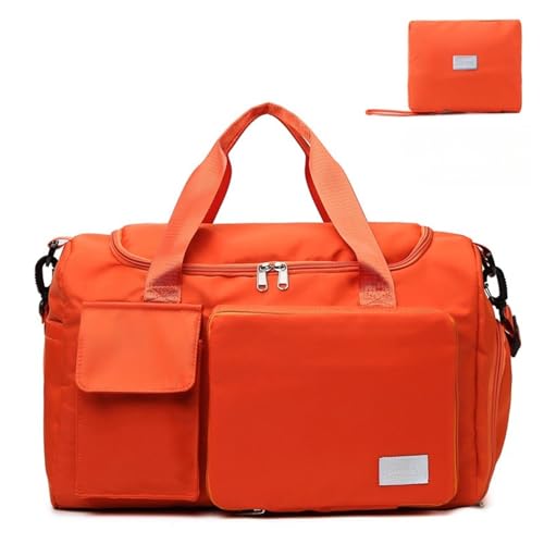 Lukezors 35L große Kapazität Reisetasche, Faltbare Gepäck Tasche, Outdoor-Tasche, Reisetasche, Urlaub Tasche wasserdicht Sporttasche, Männer und Frauen verwenden (Orange) von Lukezors