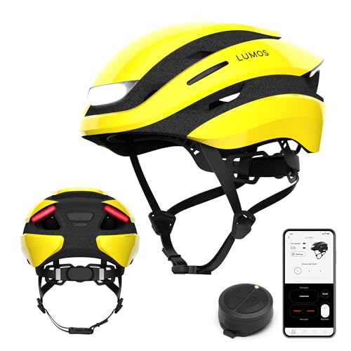 Lumos Ultra Smart-Helm | Fahrradhelm | Vorder- und Rücklicht (LED) | Blinker | Bremslichter | Bluetooth-Verbindung | Erwachsene: Herren, Damen (Raincoat Yellow, Größe: XL) von Lumos