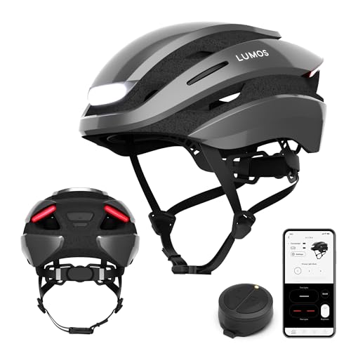 Lumos Ultra Smart-Helm | Fahrradhelm | Vorder- und Rücklicht (LED) | Blinker | Bremslichter | Bluetooth-Verbindung | Erwachsene: Herren, Damen (Ash Grey, Größe: M-L) von Lumos