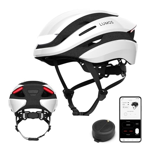 Lumos Ultra Smart-Helm | Fahrradhelm | Vorder- und Rücklicht (LED) | Blinker | Bremslichter | Bluetooth-Verbindung | Erwachsene: Herren, Damen (Jet White, Größe: M-L) von Lumos