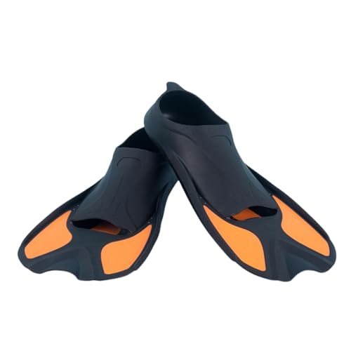 Unisex Flossen für Kinder Erwachsene, Robuste Schwimmflossen, Flossen für Kinder Erwachsene Beinstärke aufbauen -Black+Orange||L von Lyria