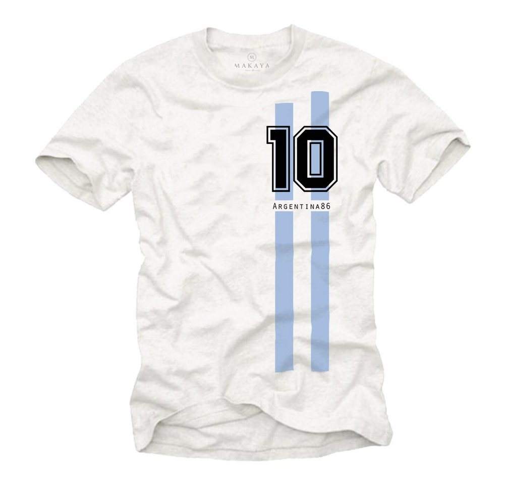 MAKAYA T-Shirt Herren Argentinien Fußball Trikot Diego 10 Argentina 86 Fahne Flagge mit Druck, aus Baumwolle von MAKAYA