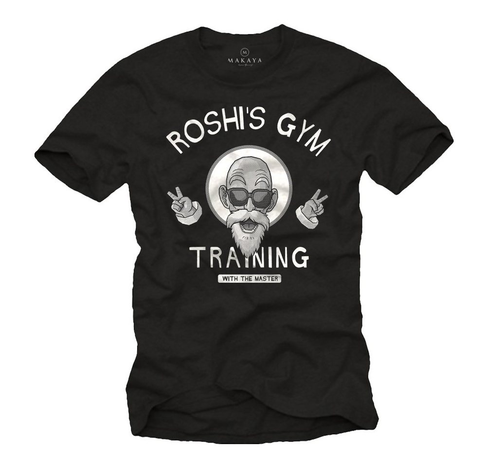 MAKAYA T-Shirt Roshi's Dragon GYM T-Shirt Training Sport Fitness Top Herren Männer mit Druck, aus Baumwolle von MAKAYA