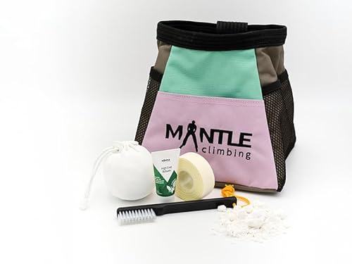 MANTLE climbing equipment Boulderbag-Set Bina Mint/lila mit Chalkball, Tape, Handcreme & Boulderbrush von MANTLE climbing equipment