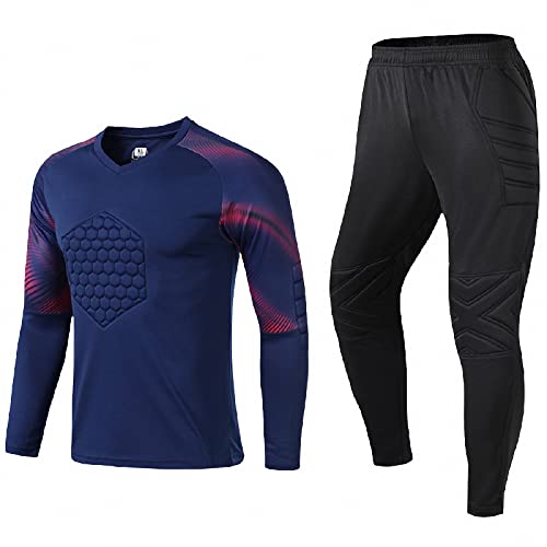 MAOTN Herren und Damen Torwart Goal Trikot mit Langen ärmeln für Erwachsene, fußball-torwarthosen-Sporthose mit schwammpolsterung,Blue1,4XL von MAOTN