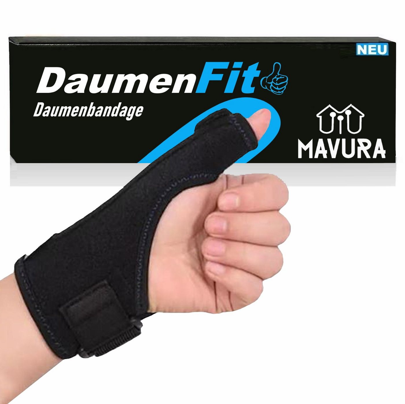 MAVURA Daumenbandage DaumenFit Universelle Daumen Bandage für rechts & links, Daumenschiene Daumenorthese Daumenschutz Daumenstütze von MAVURA