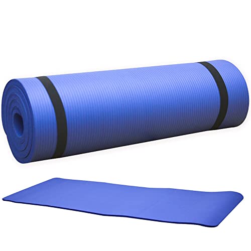 MAXSTRENTH Maxstrength Yogamatte mit Tragegriffen, 15 mm Dicke NBR-Matten, für Gymnastik, Pilates, Fitness, Schwarz/Rot/Blau/Pink, Schwarz von MAXSTRENGTH