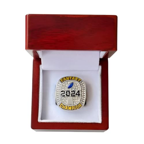 MCBEAN 2024 Fantasy Football Championship Ring mit Geschenkboxen Rugby FFL League Champion Ringe Souvenir Geschenke für Fan Freunde Büroschränke Ornamente von MCBEAN