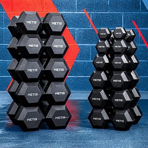 METIS Hexagon Kurzhanteln - Hanteln für Krafttraining (als Paar erhältlich) | 2,5kg – 27,5kg | Gewichte Hantel | Fitness Geräte Zuhause | Dumbbell Set (12,5kg) von METIS