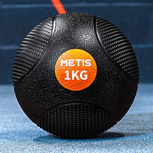 METIS Medizinball - 1kg bis10kg | Fitnessball für Heimgebrauch und Fitnesscenter - Gummi mit ausgezeichnetem Griff (1 kg) von METIS