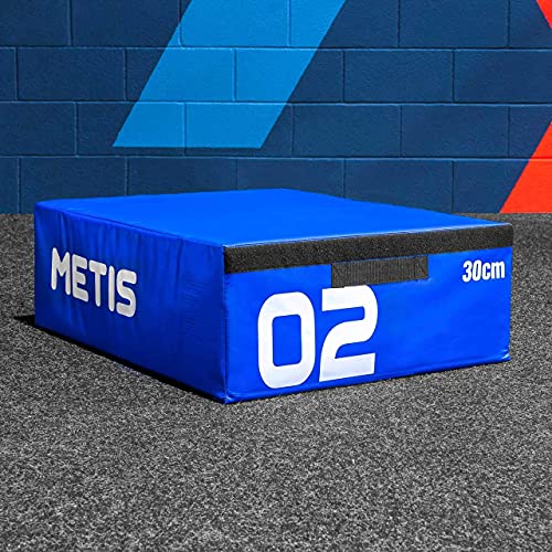 METIS Plyo Box Set | Stapelbare Plyo Boxen - Heimtraining & im Fitnessstudio | Hochwertige Soft Foam Jump Box | 15cm/30cm/45cm/60cm/Set von 4 (Blau (30 cm)) von METIS