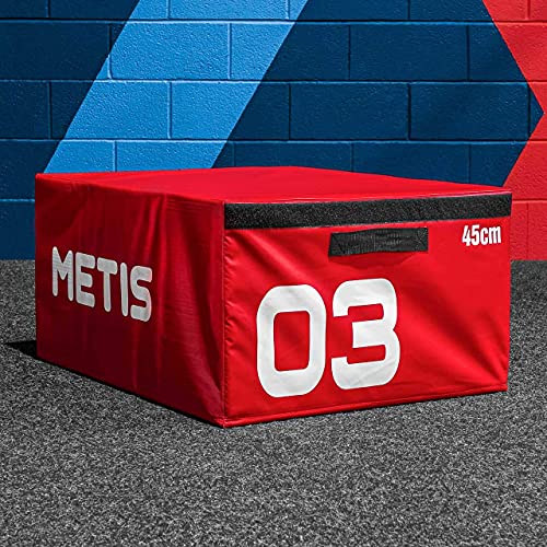 METIS Plyo Box Set | Stapelbare Plyo Boxen - Heimtraining & im Fitnessstudio | Hochwertige Soft Foam Jump Box | 15cm/30cm/45cm/60cm/Set von 4 (Rot (45 cm)) von METIS