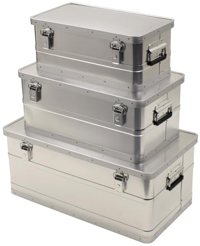MFH wasserdichte Transportkiste Aluminiumkiste Werkzeugkuste Box Alubox Kiste (3er Set) von MFH