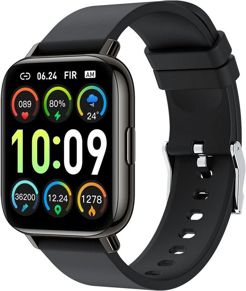 MICGIGI Smartwatch (1,69 Zoll, Android iOS), Pulsmesser schlafmonitor ip68 wasserdicht fitnessuhr mit schrittzähler von MICGIGI
