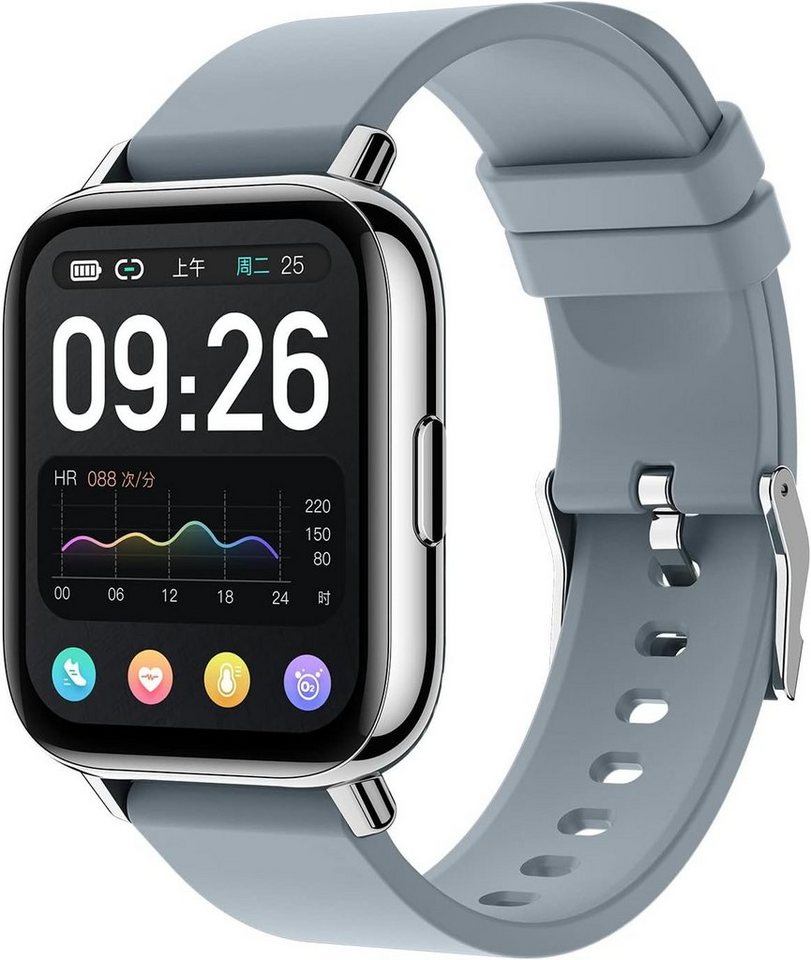 MICGIGI Smartwatch (1,69 Zoll, Android iOS), Pulsmesser schlafmonitor ip68 wasserdicht fitnessuhr mit schrittzähler von MICGIGI
