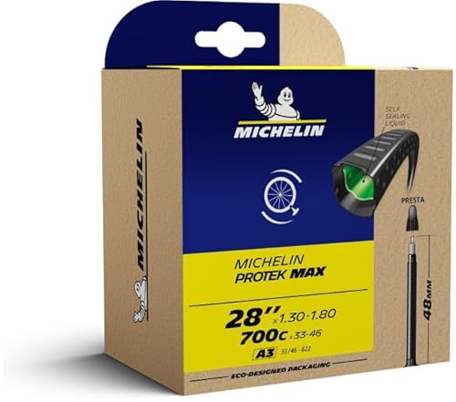 MICHELIN Unisex-Adult Camera d'Aria 28 x 1,3-1,8 Protek MAX A3 Valvola Presta, Nero, 28" x 1,30/1,75 EU von MICHELIN