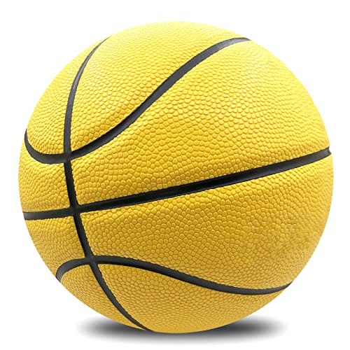 MINDCOLLISION Größe 5/6/7 Fester Farbbasketball, kein Nicht rutschfestes Kee-resistenter Standard, geeignet für Frauen im Innen- und Outdoor-Jugendbasketball für Kinder von Kindern, Gelb,No. 7 von MINDCOLLISION