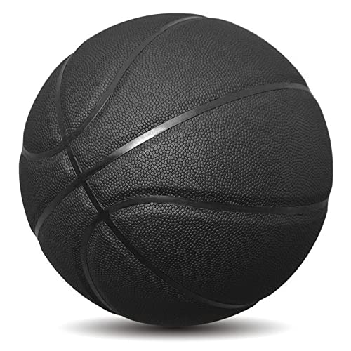 MINDCOLLISION Größe 5/6/7 einfarbiger Basketball, kein Standard rutschfest, verschleißfest, geeignet für Indoor- und Outdoor-Kinderbasketball für Frauen und Erwachsene,Schwarz,No. 5 von MINDCOLLISION