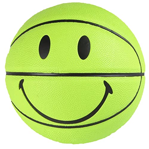 MINDCOLLISION Smiley Basketball, feuchtigkeitsabsorbierendes PU-Leder, weich, guter Griff, Indoor- und Outdoor-Training und Wettkampf, Heimdekoration, Nr. 5 und Nr. 7, Grün, Größe 7 von MINDCOLLISION