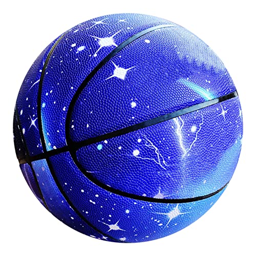 MINDCOLLISION Sternenhimmel Basketball, dauerhaftes weiches Leder, geeignet für Kinder, Jugendliche, Anfänger, Größen 7,Lightning von MINDCOLLISION
