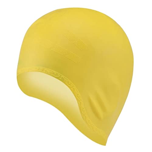 Badekappe Erwachsene hohe elastische Schwimmkappen Männer Frauen wasserdichte Schwimmbadkappe schützen Ohren Langes Haar großes Silikon -Tauchhut Schwimmkappe (Color : Yellow) von MKLHAVB