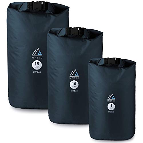 MNT10 Dry Bag Ultra-Light I Blau IPacksack in 5l, 10l, 15l I Wasserfeste Tasche Ultra-Light für Reisen und Outdoor I Trockenbeutel (Blau, 15 L) von MNT10