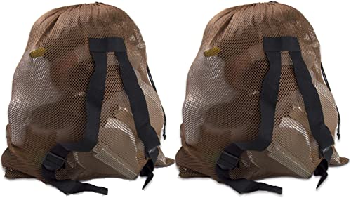 MOPHOEXII Jagdtaschen Mesh 2er Pack Ente Lockvogeltasche für Gans Truthahn Jagd Wasservögel Rucksack, Armeegrün Lockvogeltasche mit 2 Schultergurten (gelblich braun-2 Packungen) von MOPHOEXII