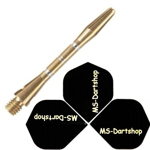 MS-DARTSHOP Dart-Schäfte Alu geringt, 2 Satz = 6 Stück (Gold, L4 = 34mm) von MS-DARTSHOP