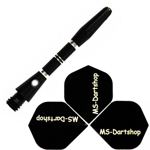 MS-DARTSHOP Dart-Schäfte Alu geringt, 2 Satz = 6 Stück (Schwarz, L4 = 34mm) von MS-DARTSHOP