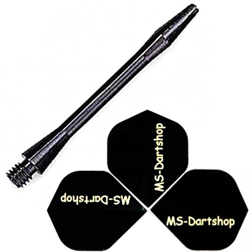 MS-DARTSHOP Flights und MS Alu Schäfte, Medium L2=47mm, Schwarz von MS-DARTSHOP
