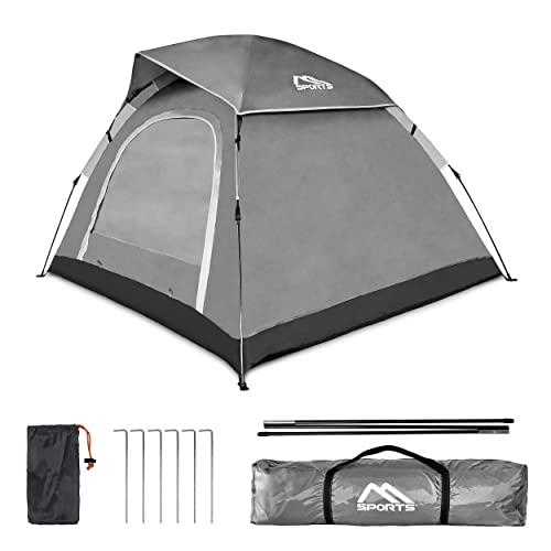 MSPORTS Campingzelt Premium Pop Up Zelt 2-3 Personen Würfelzelt Wasserdicht Winddicht Kuppelzelt Zelt (Silbergrau) von MSPORTS