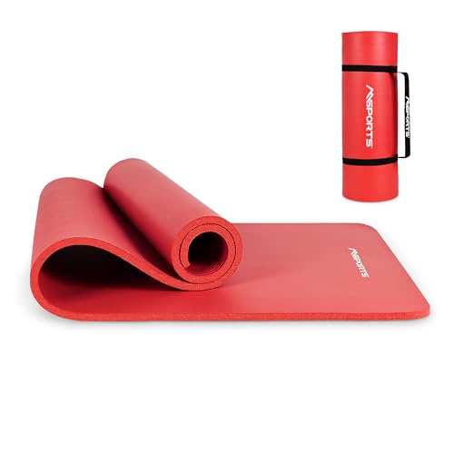 MSPORTS Gymnastikmatte Premium inkl. Tragegurt + Übungsposter + Workout App I Hautfreundliche Fitnessmatte 190 x 60 x 1,5 cm - Rubinrot - Phthalatfreie Yogamatte von MSPORTS