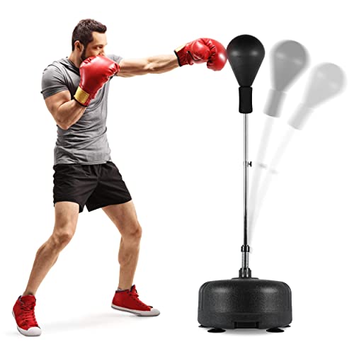MSPORTS Punchingball Premium Boxstand I Höhenverstellbarer Standbox-Trainer inkl. Boxbirne 110-150 cm I Box Ständer Standboxtrainer für Boxing Workout (Schwarz) von MSPORTS