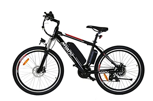 Myatu E Bike 26 Zoll, bis zu 50 Meilen, 250W Elektrofahrrad mit abnehmbarem 36V 12.5AH Lithium-Akku, Shimano 7 Gänge, Doppelscheibenbremsen, Elektro-Mountainbikes für Erwachsene von Myatu